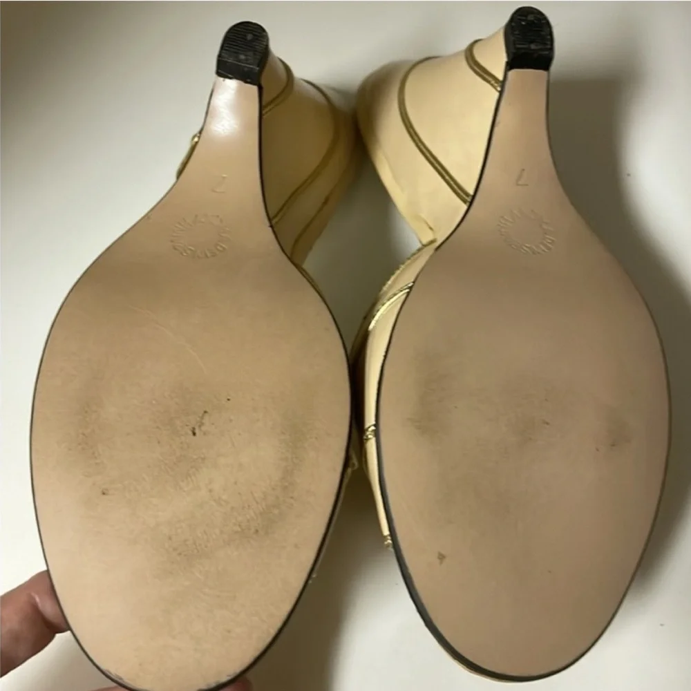 Ria Menorca Women’s Cream With Gold Wedge Heel